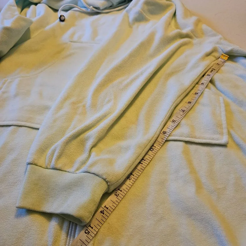 Vanity Fair Women's mint Green long Sleeved zipper Robe Pajamas Fleece size S